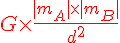 \Large \red G\times \frac{|m_A|\times |m_B|}{d^2}